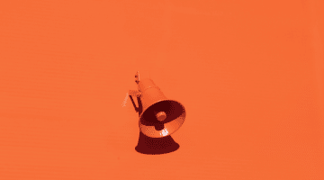 loudspeaker on bright orange background