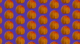 peach pattern on a purple background