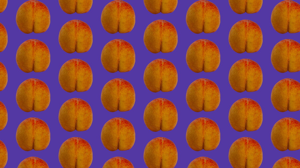 peach pattern on a purple background
