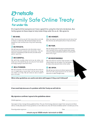 Family Online Safety Treaty for the under 10s